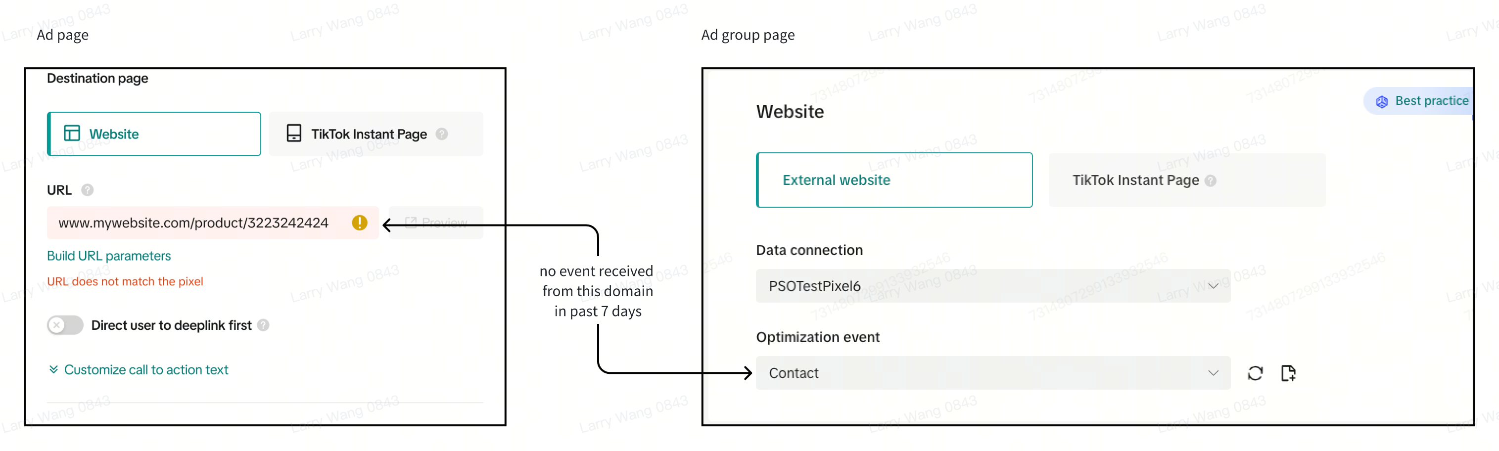 Destination Url and Connection Mismatch