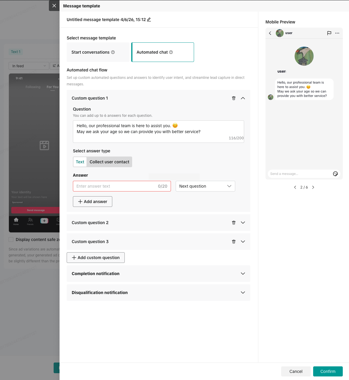 How to set up automated chat for TikTok Direct Messaging Ads - image 1